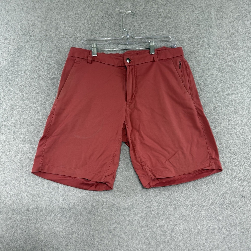 Lululemon Men's ABC Commission RED Pink SALMON Shorts 9" Stretch, Size 32